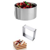 Kitchen Design Lab Paslanmaz Çelik Ayarlanabilir Yuvarlak ve Kare Pasta Kalıbı Kek Kalıbı Seti-2'li Pasta Kalıbı