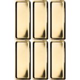 Kitchen Design Lab Paslanmaz Çelik Gold Renk Dikdörtgen Dar Metal Düz Sunum Tepsisi Çay Kahve Tatlı Sunum 6 Adet - Altın