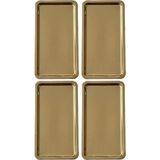 Kitchen Design Lab Paslanmaz Çelik Gold Renk Dikdörtgen Geniş Metal Düz Sunum Tepsisi Çay Kahve Tatlı Sunum 4 Adet