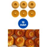 Kitchen Design Lab Sarı 12'li Silikon Mini Kek Kalıbı - Muffin Kalıbı 12 Adet Göbekli Kek Kalıbı