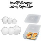 Kitchen Design Lab Silikon 2 Boy Kare Borcam Kapağı Ve Silikon Streç Kapak 6'lı Tencere Kupa Bardak Bonesi
