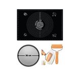Kitchen Design Lab Siyah Silikon Hamur Açma Matı 45x65 CM 36 CM Pizza Tepsisi ve Ahşap Saplı Hamur Açıcı Seti