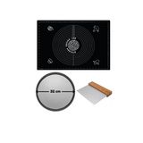Kitchen Design Lab Siyah Silikon Hamur Açma Matı 45x65 CM 36 CM Pizza Tepsisi ve Ahşap Saplı Kesici Seti