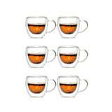 Kitchen Design Lab Yeni Tasarım Çift Cidarlı 250 ML Kulplu Cam Kupa 6 Adet - 2037