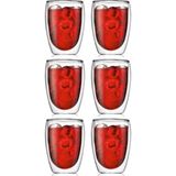 Kitchen Design Lab Yeni Tasarım Çift Cidarlı Borosilikat 350 ml Şeffaf Cam Bardak 6 Adet-2772