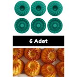 Kitchen Design Lab Yeşil 6'lı Silikon Mini Kek Kalıbı - Muffin Kalıbı 6 Adet Göbekli Kek Kalıbı
