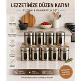 Kitchen Dream 12'li Metal Kaplamalı Cam Tuz-Biber Baharat Kabı Tuzluk Karabiberlik Baharatlık 3 Kademe Delikli, Cam Metal Kaplamalı 12 Adet