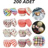 Kitchen Dream 200 Adet Muffin Cupcake Kağıdı, Renkli Kağıt Muffin Kek Kalıbı