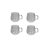 Kitchen Dream 350 ml Büyük Boy Çizgili Desenli Isıya Dayanıklı Termisil Cam Kupa Kulplu Bardak Çay Kahve Fincan