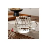 Kitchen Dream 350ml Büyük Boy Çizgili Desenli Isıya Dayanıklı Termisil Cam Kupa Kulplu Bardak Çay Kahve Fincan