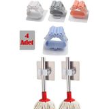 Kitchen Dream 4 Adet Fırça Süpürge Paspas Mop Sapı Tutucu Askı Çok Amaçlı Duvara Monte Mop Askısı - 001-Renkli