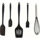 Kitchen Dream Isıya Dayanıklı Yanmaz Yapışmaz Silikon Spatula Seti 5 Parça Siyah