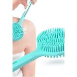 Kitchen Dream Uzun Saplı Vücut Masaj Fırçası, Çift Taraflı Silikon Sırt Kese Banyo Duş Masaj Yumuşak Fırça
