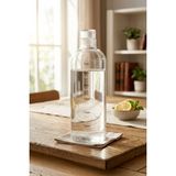 Kitchen Life 1 Litre Sızdırmaz Zaman Çizelgeli Cam Su Şişesi Motivasyonel Matara - Şeffaf