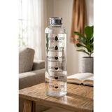 Kitchen Life 1 Litre Sızdırmaz Zaman Çizelgeli Cam Su Şişesi Su Takip Matarası
