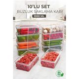 Kitchen Life 10 Adet Kapaklı 1000 ml Derin Dondurucu Difriz Saklama Kabı - BPA İçermez Çok Amaçlı Kullanım