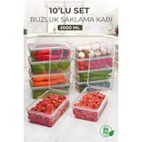 Kitchen Life 10 Adet Kapaklı 2000 ml Derin Dondurucu Saklama Kabı BPA İçermez Çok Amaçlı Kullanım