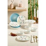 Kitchen Life 11 Parça 6 Kişilik Botanical Stackable Kahvaltı Takımı - Lüx Kahvaltılık Sunum Seti Tabağı Beyaz