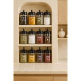 Kitchen Life 12 Adet Kapağı Kendinden Kaşıklı Ve Etiketli Baharatlık Seti 305 ml Etiketli Cam Baharat Takımı
