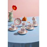 Kitchen Life 12 Parça 6 Kişilik Porselen Artisan Line Kahve Fincan Takımı 100 ml - Beyaz