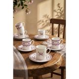 Kitchen Life 12 Parça 6 Kişilik Porselen Fiyonk Kahve Fincan Takımı 100 ml - Beyaz