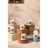 Kitchen Life 12 Parça 6 Kişilik Porselen Pop Art Kahve Fincan Takımı 100Ml,Beyaz