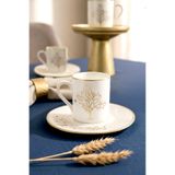 Kitchen Life 12 Parça 6 Kişilik Yaldızlı Hayat Ağacı Kahve Fincan Takımı - Kahve Fincanı Seti 105ml