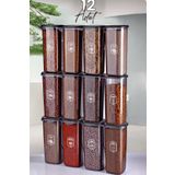Kitchen Life 12'li Jumbo Boy Etiketli Square Kare Erzak Saklama Kabı Seti 1700 ml - Sert Kapak Büyük Kavanoz