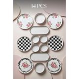 Kitchen Life 14 Parça 6 Kişilik Dacı Kahvaltı Takımı Beyaz Seramik Yuvarlak Tabaklar ile Lüx Sunum