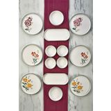 Kitchen Life 14 Parça 6 Kişilik Flowers Stackable Kahvaltı Takımı - Lüx Kahvaltılık Sunum Seti Tabağı
