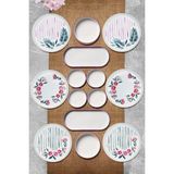 Kitchen Life 14 Parça 6 Kişilik Sakura Stackable Kahvaltı Takımı - Desenli Seramik Tabağı