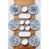 Kitchen Life 14 Parça 6 Kişilik Stackable Blue Etnik Kahvaltı Takımı - Lüx Kahvaltılık Sunum Seti Tabağı Mavi Lacivert Turkuaz