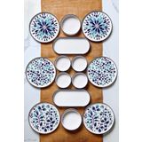 Kitchen Life 14 Parça 6 Kişilik Stackable Blue Etnik Kahvaltı Takımı - Lüx Kahvaltılık Sunum Seti Tabağı