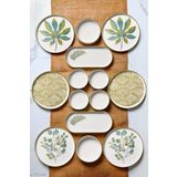 Kitchen Life 14 Parça 6 Kişilik Stackable Güz Yaprak Kahvaltı Takımı - Lüx Kahvaltılık Sunum Seti Tabağı