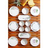 Kitchen Life 14 Parça 6 Kişilik Stackable Lavanta Kahvaltı Takımı - Lüx Kahvaltılık Sunum Seti Tabağı