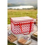 Kitchen Life 15 Litre Kapasiteli Büyük Boy Dikdörtgen Termal Piknik Sepeti Kırmızı Çanta