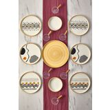 Kitchen Life 15 Parça 6 Kişilik Axial Stackable Kahvaltı Takımı Sosluklu Kahvaltılık Sunum Seti Tabağı