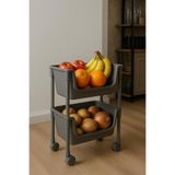 Kitchen Life 2 Katlı Tekerlekli Organizer Raf Oyuncak Dolabı,Mutfak Rafı , Banyo Rafı, Kiler Düzenleyici Saklama
