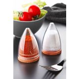Kitchen Life 2 li Lux Ahşap Altlıklı Piramit Modelli Tuzluk Biberlik Seti-Silikon Kapaklı Damla Baharatlık 80 ml