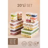 Kitchen Life 20'li Mikrodalga Buzdolabı Saklama Kabı - Buzdolabı Organizeri 2300mlx2-1600mlx2-1200mlx4-250mlx12
