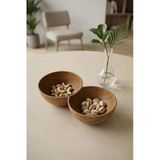 Kitchen Life 2'li Akasya Görünümlü 2 Bölmeli Çerezlik,sunum Kasesi-Dekoratif Kahvaltılık 19,5 cm - Kahverengi