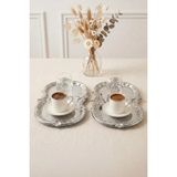 Kitchen Life 2'li Bulut Paslanmaz Çelik Gold Işlemeli Vintage Tepsi,sunum Tepsisi-Şık Servis Tabağı 31 cm