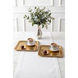 Kitchen Life 2'Li Kare Gold Kahve Sunum Tepsisi-Lüx Servis Tepsisi 21,5 Cm,Gold