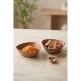 Kitchen Life 2'li Mini Kalp Şekilli Akasya Görünümlü Çerezlik Sunum Kasesi-Dekoratif Kahvaltılık 12 cm - Kahverengi