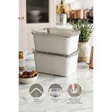 Kitchen Life 2'li Stainless Paslanmaz Çelik Vakumlu Saklama Kabı,fırın ve Kek Kabı 1,65LT Yemek Kabı Sefer Tası - Gri