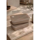 Kitchen Life 2'li Stainless Paslanmaz Çelik Vakumlu Saklama Kabı,fırın ve Kek Kabı 1,9 Lt Yemek Kabı Sefer Tası - Kahverengi