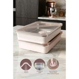 Kitchen Life 2'li Stainless Paslanmaz Çelik Vakumlu Saklama Kabı,fırın ve Kek Kabı 3 Lt Yemek Kabı Sefer Tası - Pembe