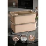 Kitchen Life 2'li Stainless Paslanmaz Çelik Vakumlu Saklama Kabı,fırın ve Kek Kabı 4 Lt Yemek Kabı Sefer Tası - Kahverengi