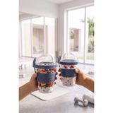 Kitchen Life 2'li Take'n Go Hazır Kapaklı Kaşıklı Yoğurt Yulaf Müsli Saklama Kabı Taşınabilir Yemek Kabı 600 ml