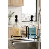 Kitchen Life 2'Li Tezgah Üstü Metal Standlı Sünger Hazneli Sabunluk 500 Ml-Mutfak Banyo Evye Yanı Sabunluk Seti Siyah